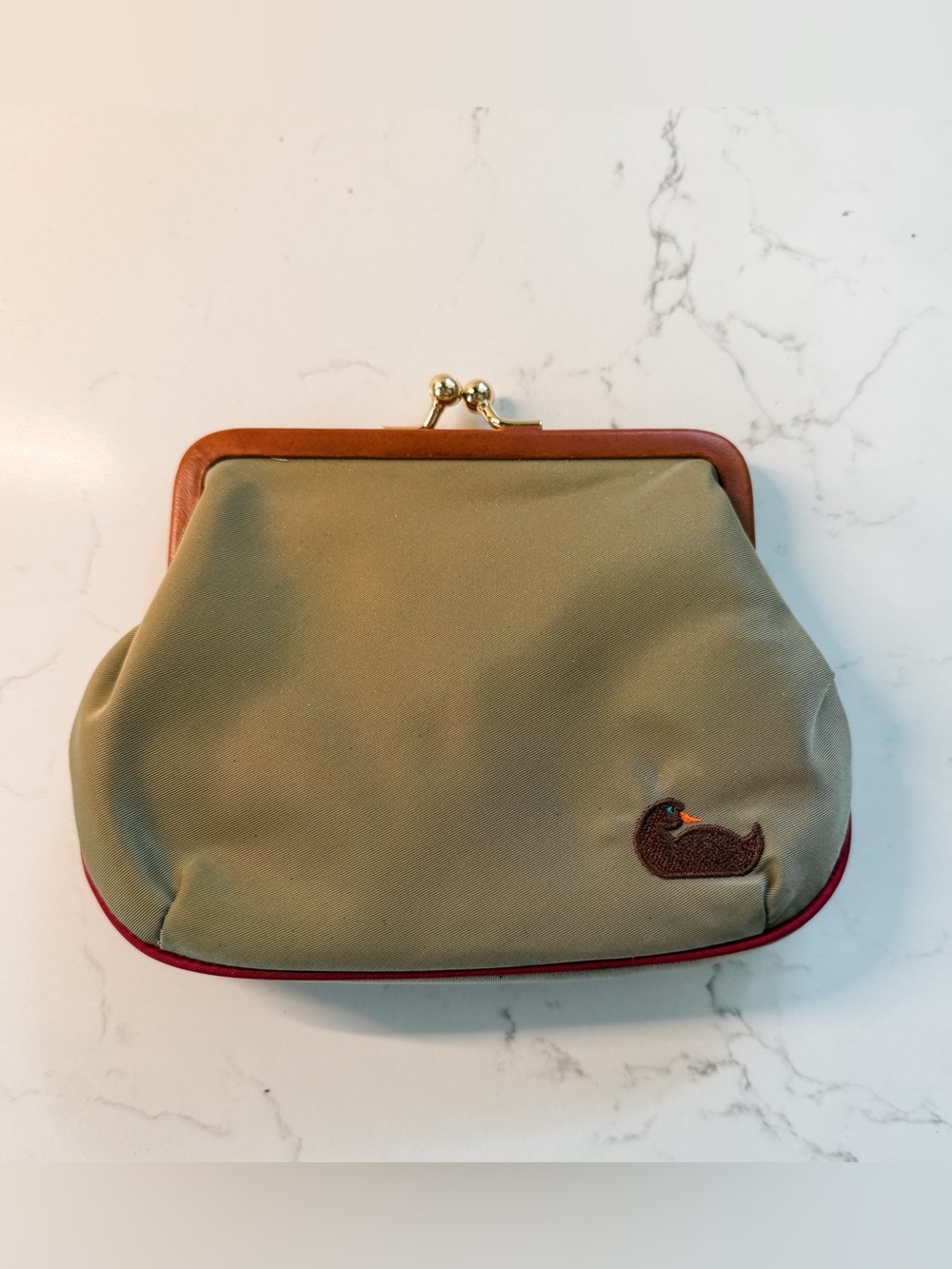 NWOT Dooney & Bourke Vintage Khaki Frame-Top Kisslock Clutch Bag